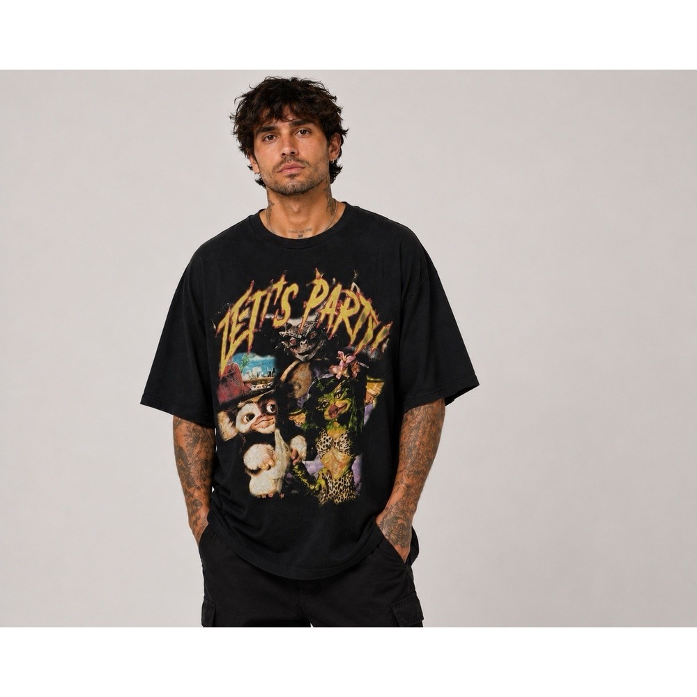 ELEVEN PARIS Gremlins Let's Party Graphic T Men's Oversized T-shirt Black -1895